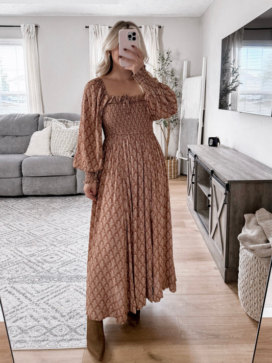 Umber Floral Maxi Dress