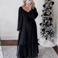 Holiday Satin Bow Maxi Dress / Black