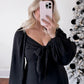 Holiday Satin Bow Maxi Dress / Black