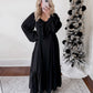 Holiday Satin Bow Maxi Dress / Black