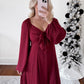 Holiday Satin Bow Maxi Dress / Cranberry