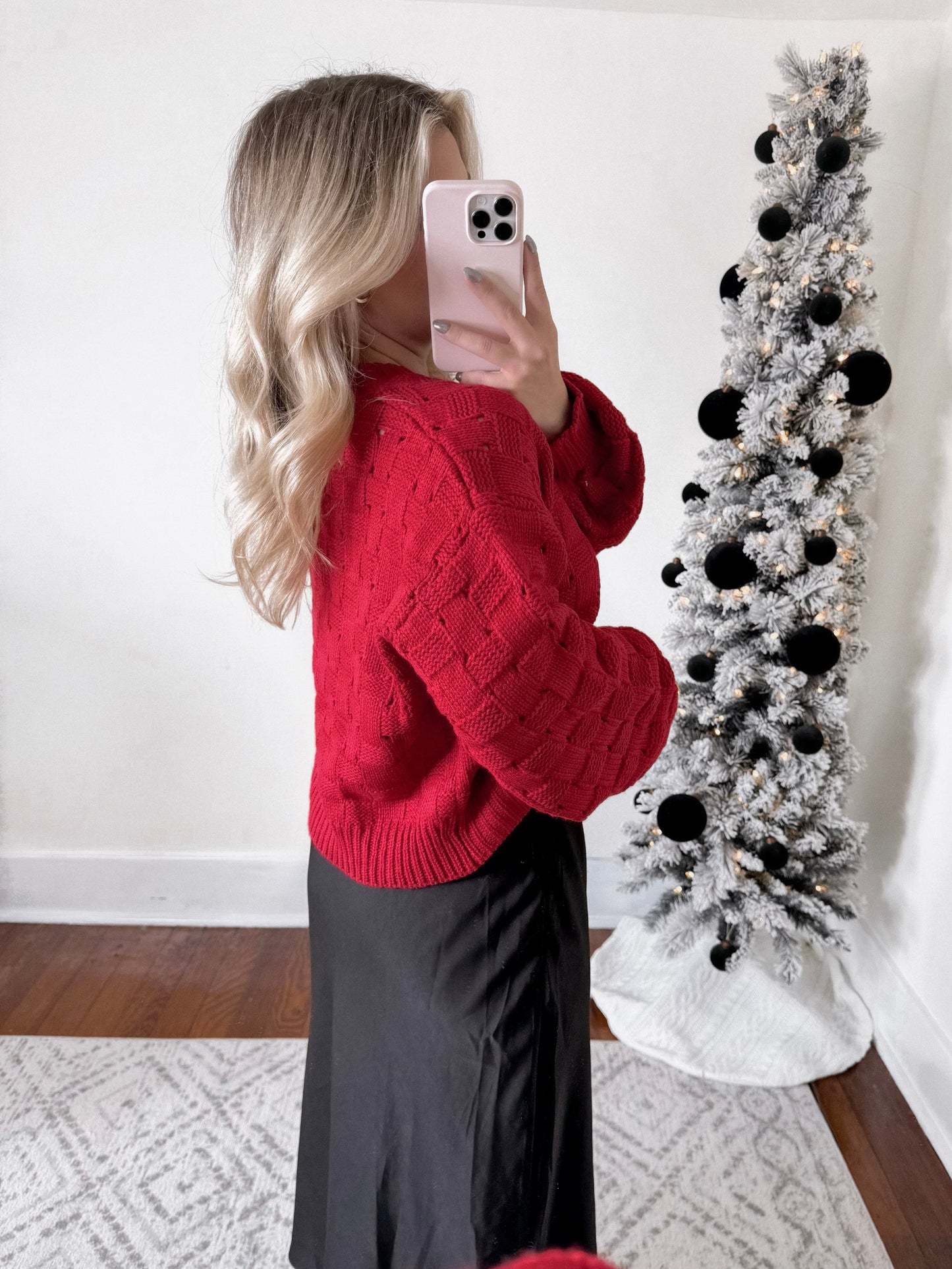 Scarlet Weaved Checkered Sweater