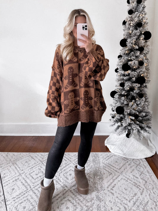 Gingerbread Checkered Tunic Sweater