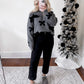 Velvet Bow Knit Sweater / Charcoal