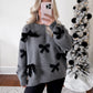 Velvet Bow Knit Sweater / Charcoal