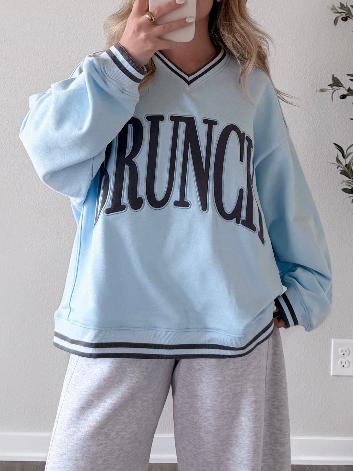 "Brunch" Vintage Blue Pullover