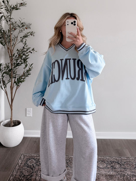 "Brunch" Vintage Blue Pullover