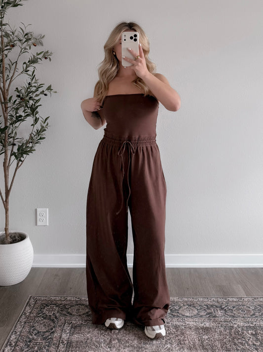 Coffee Run Strapless Jumpsuit (Tall Friendly)