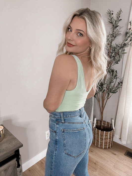 Basically Obsessed Butter Soft Tank Bodysuit - Mint