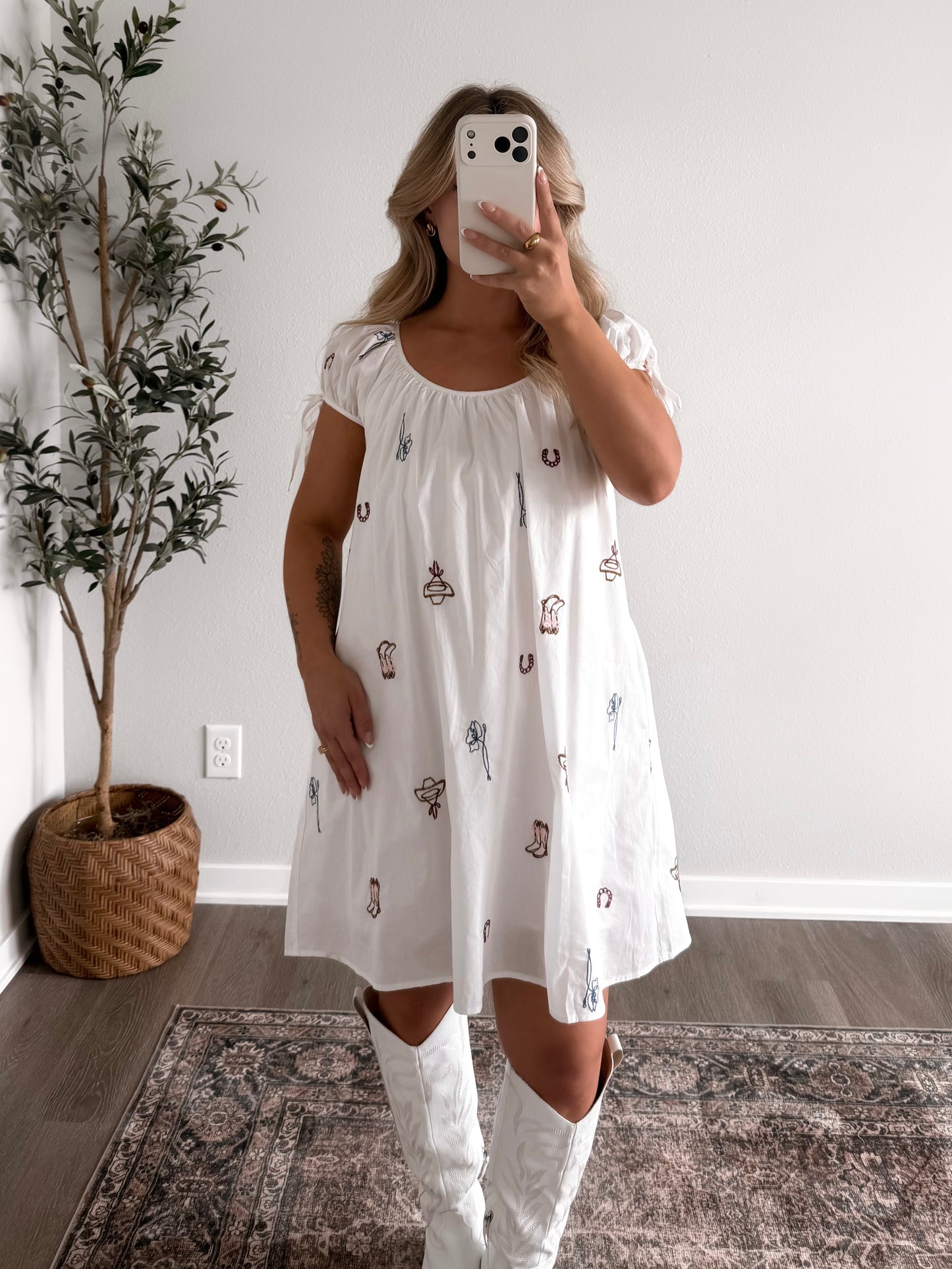 Western Charm Embroidered Dress