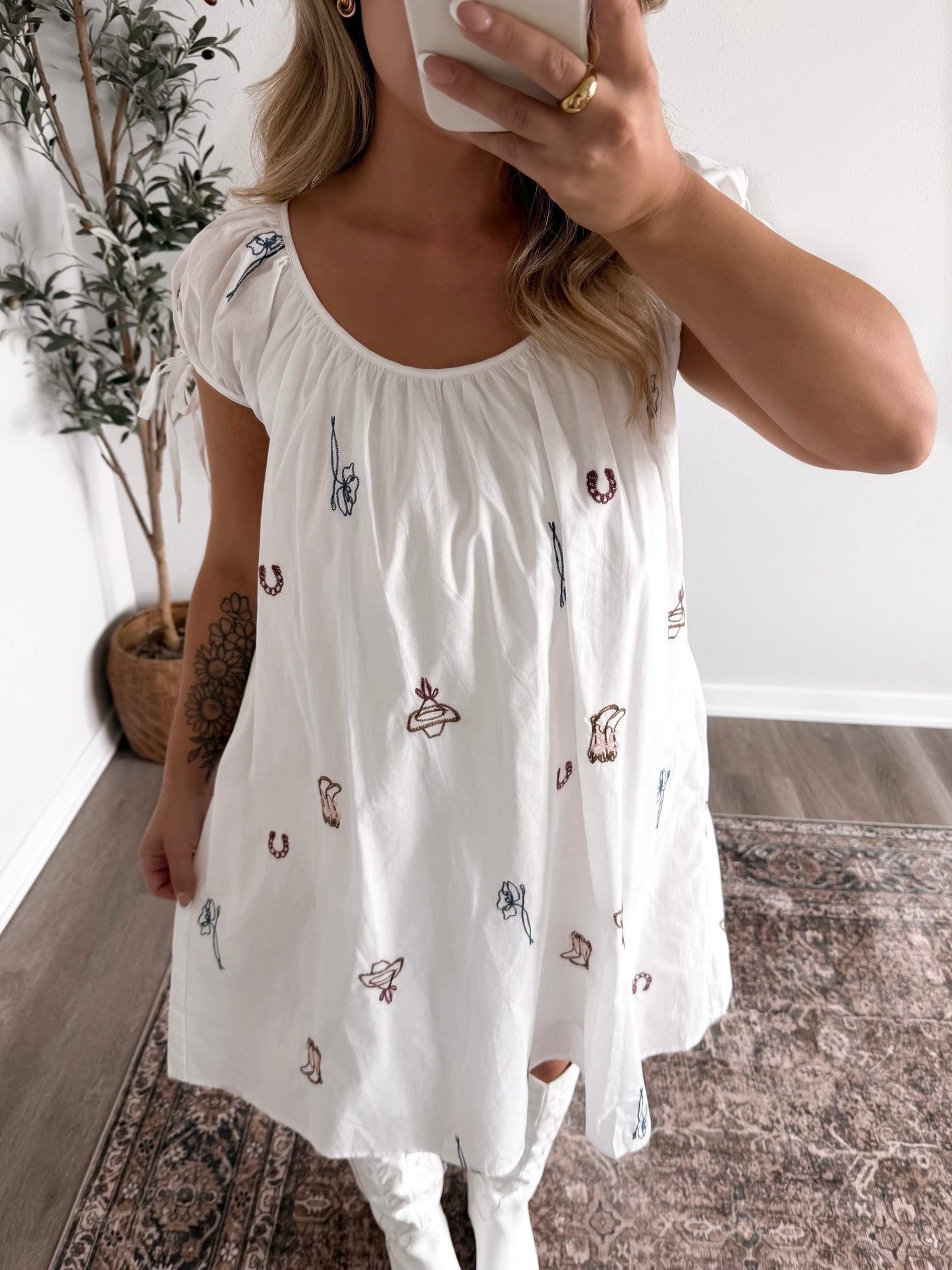 Western Charm Embroidered Dress