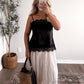 Mare Satin Lace Top / Black