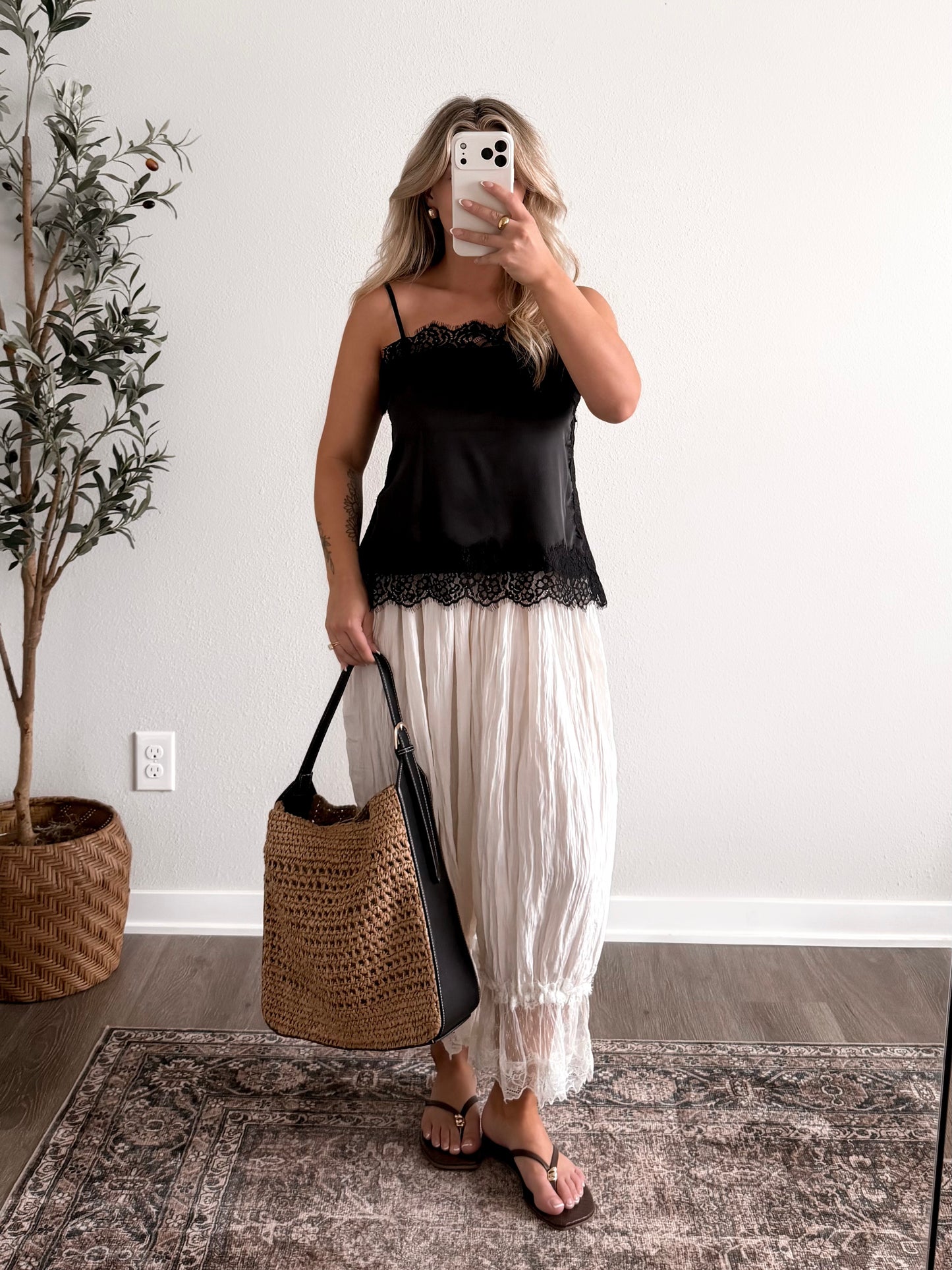 Mare Satin Lace Top / Black