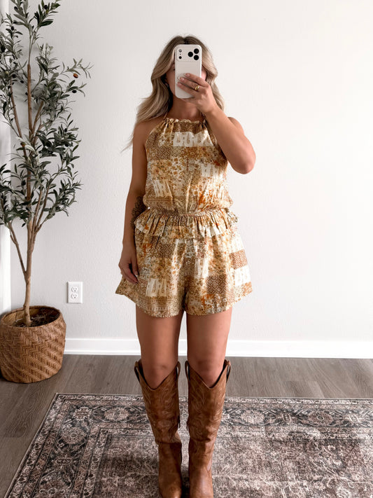 Sundown Patchwork Romper