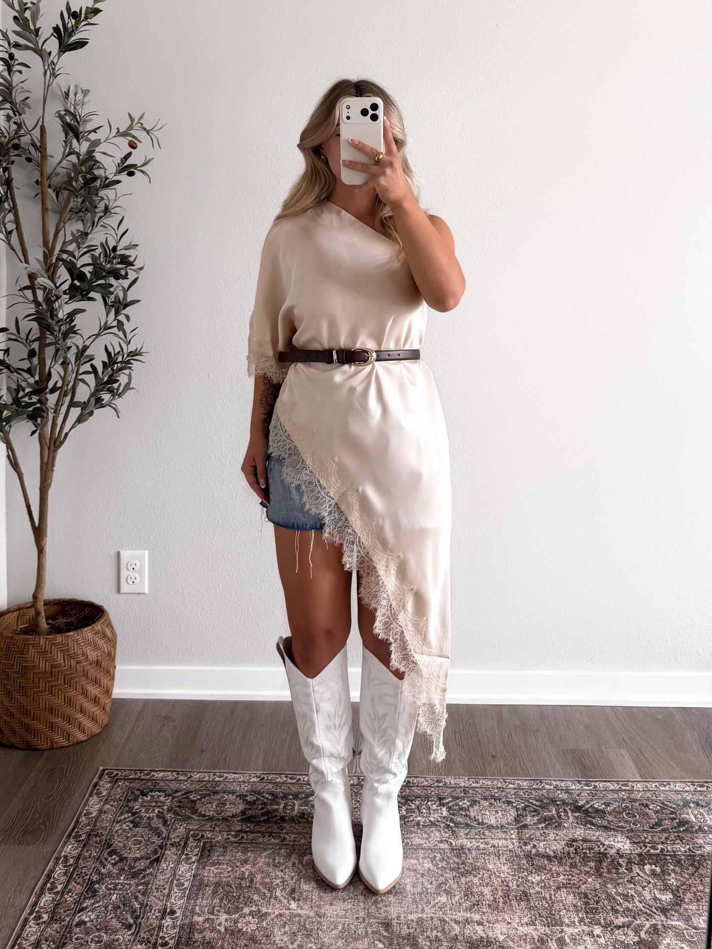 Ella Lace Drape One Shoulder Top