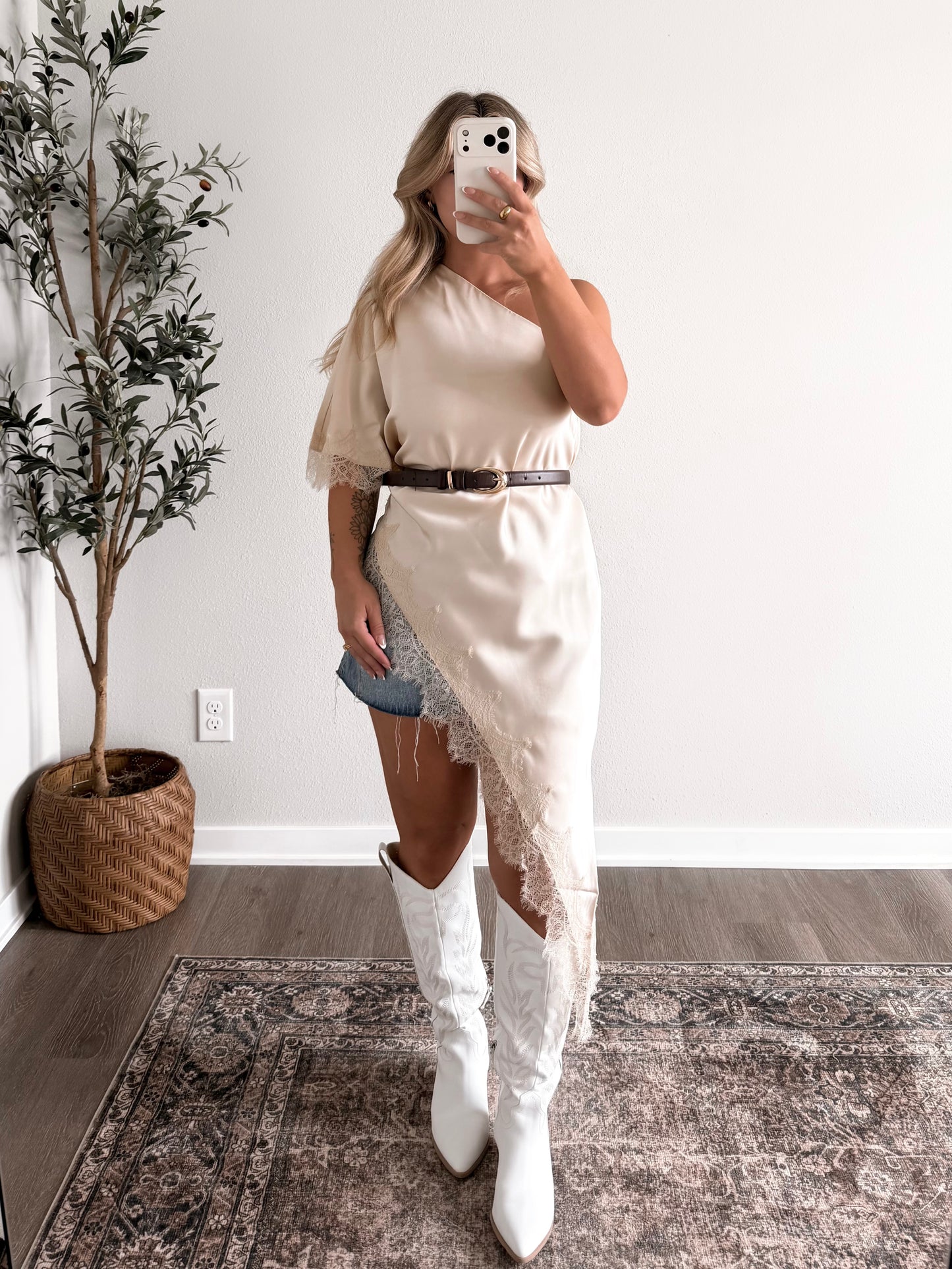Ella Lace Drape One Shoulder Top