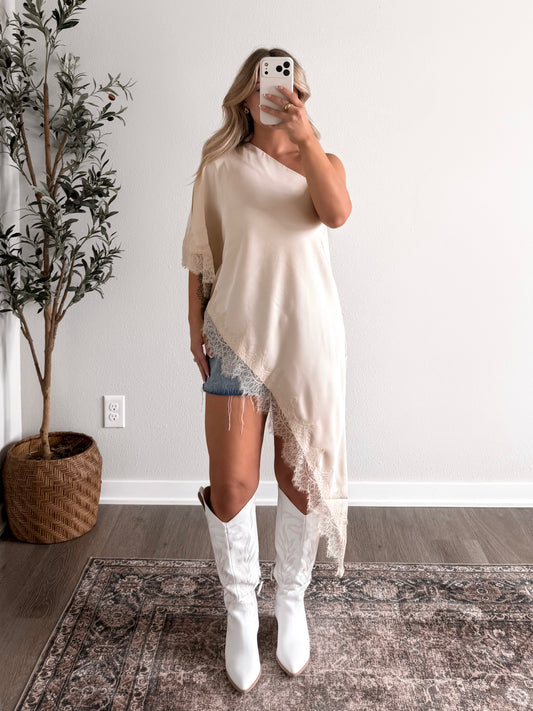 Ella Lace Drape One Shoulder Top