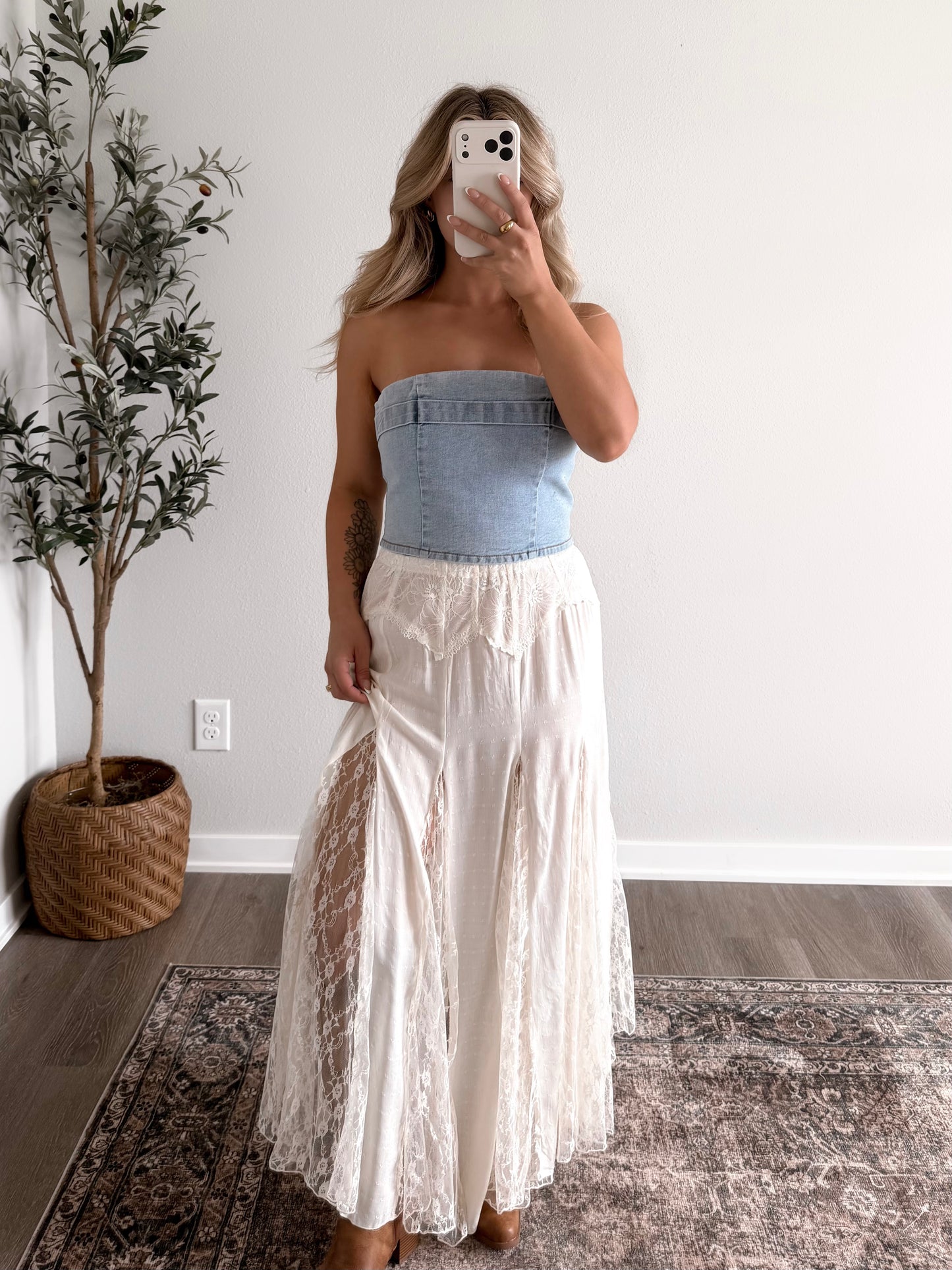Layered Lace Overlay Maxi Skirt