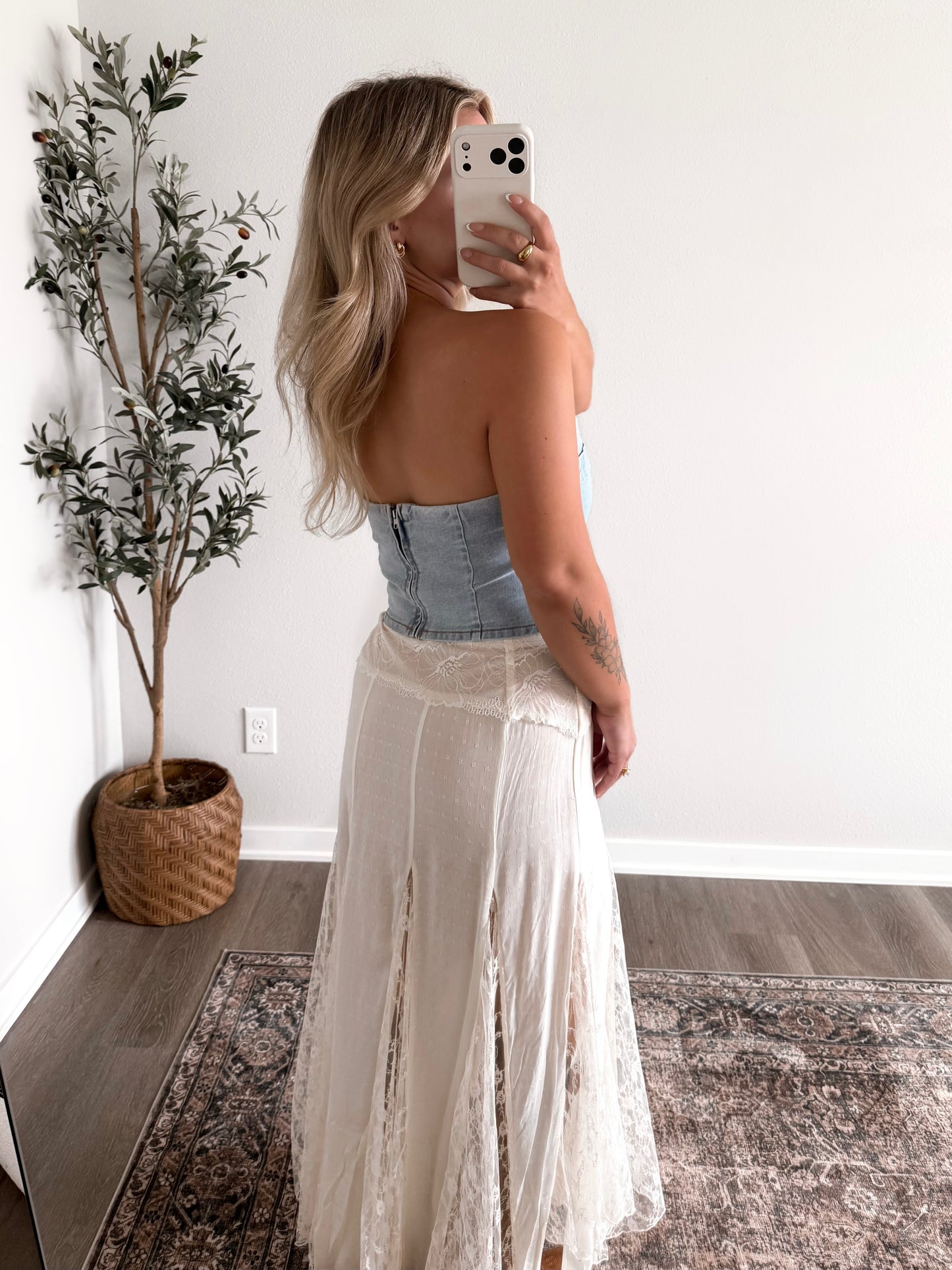 Backstage Strapless Denim Top