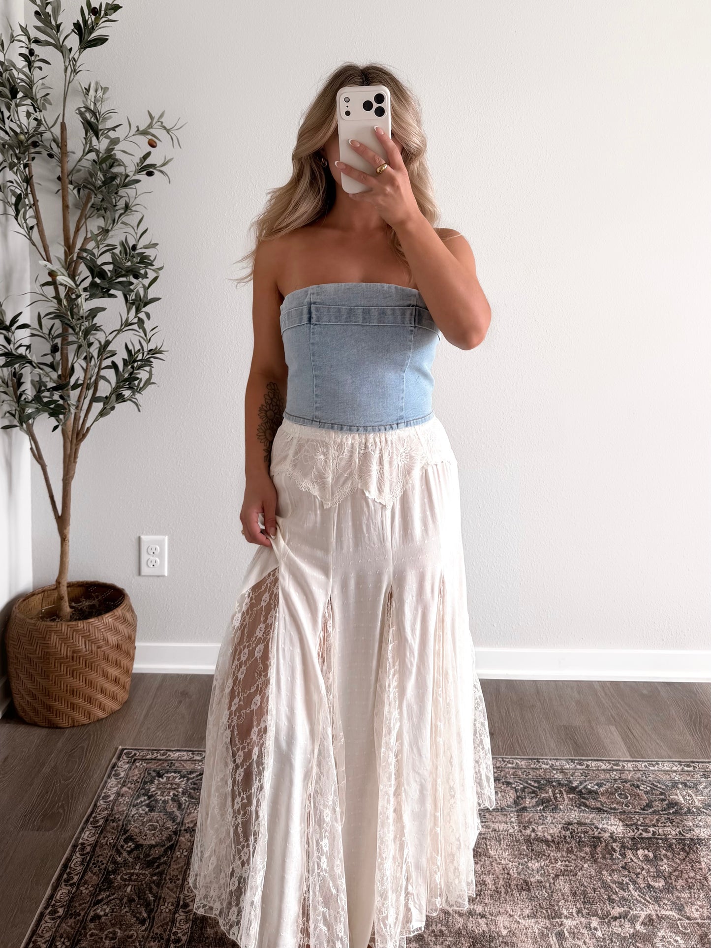 Backstage Strapless Denim Top