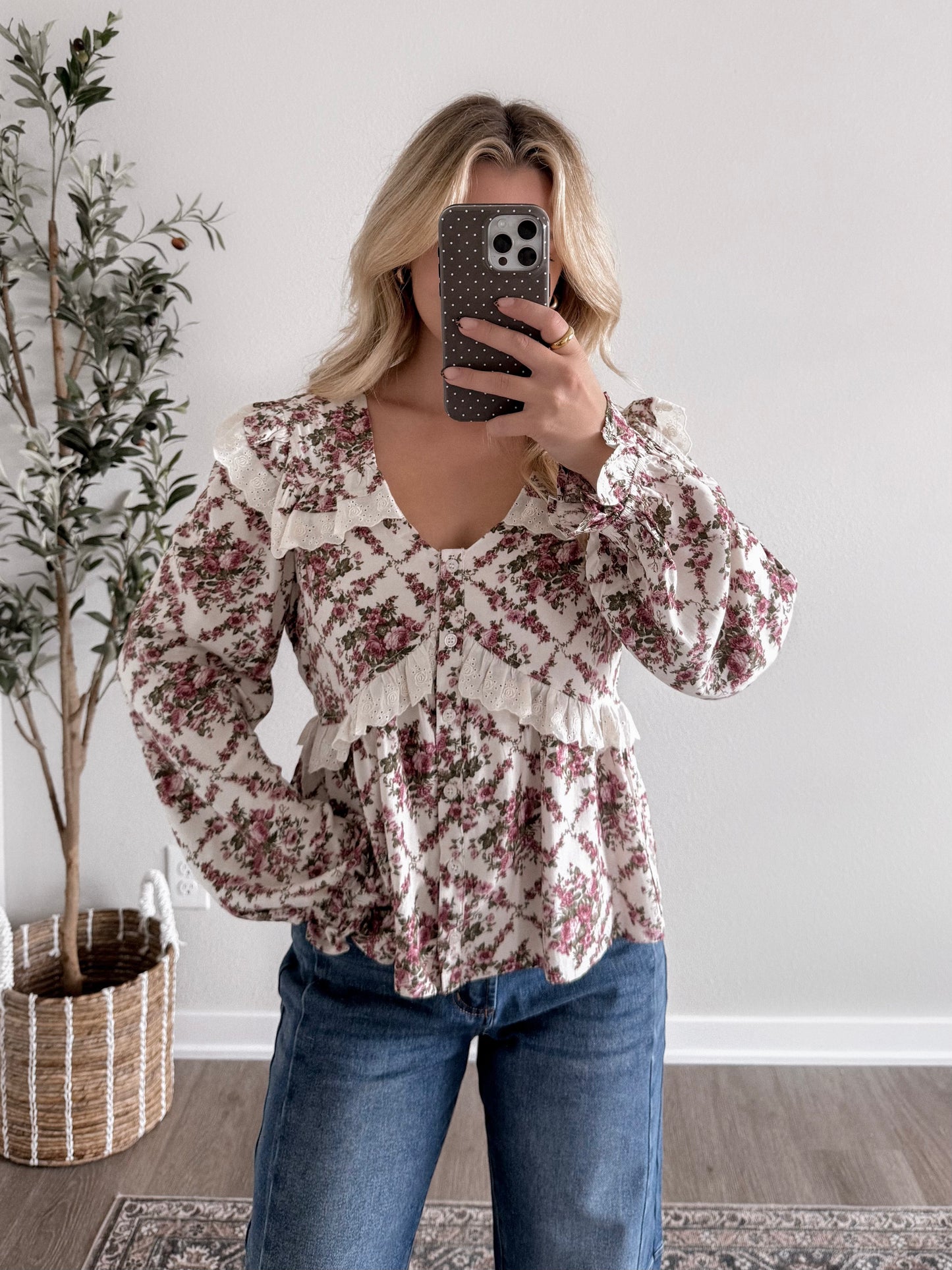 Antique Manor Floral Peplum Blouse