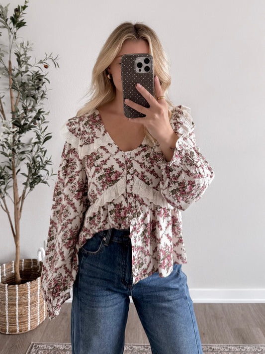 Antique Manor Floral Peplum Blouse