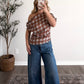 Auburn Spice Plaid Satin Top