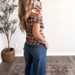 Auburn Spice Plaid Satin Top