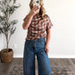 Auburn Spice Plaid Satin Top