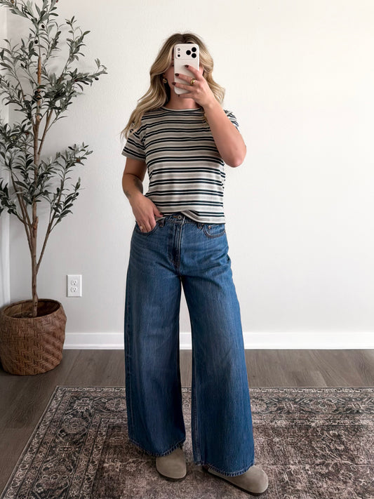 Old School Basic Stripe Tee / Navy