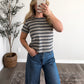 Old School Basic Stripe Tee / Navy