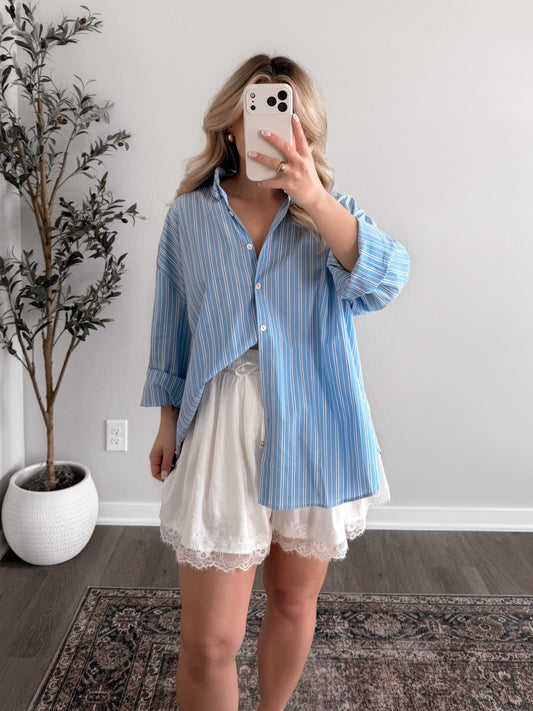 Nantucket Striped Button Down Top