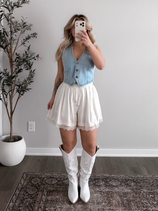 Delicate Lace Trim Shorts