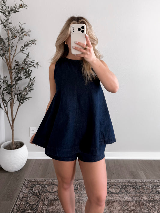Seeing Denim Short Set