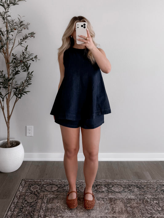 Seeing Denim Short Set
