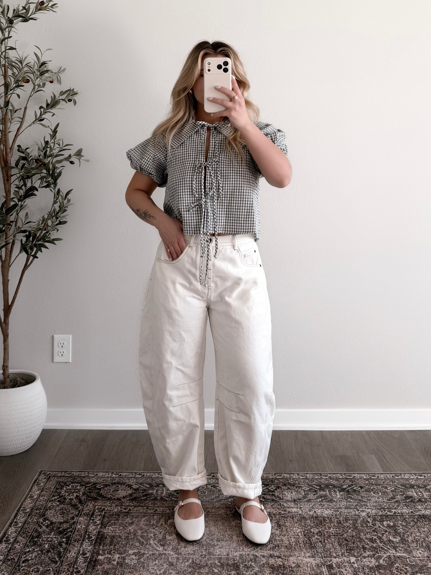 Daisy Gingham Tie Front Top