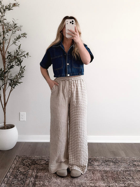 Demi Denim Crop Button Down Top