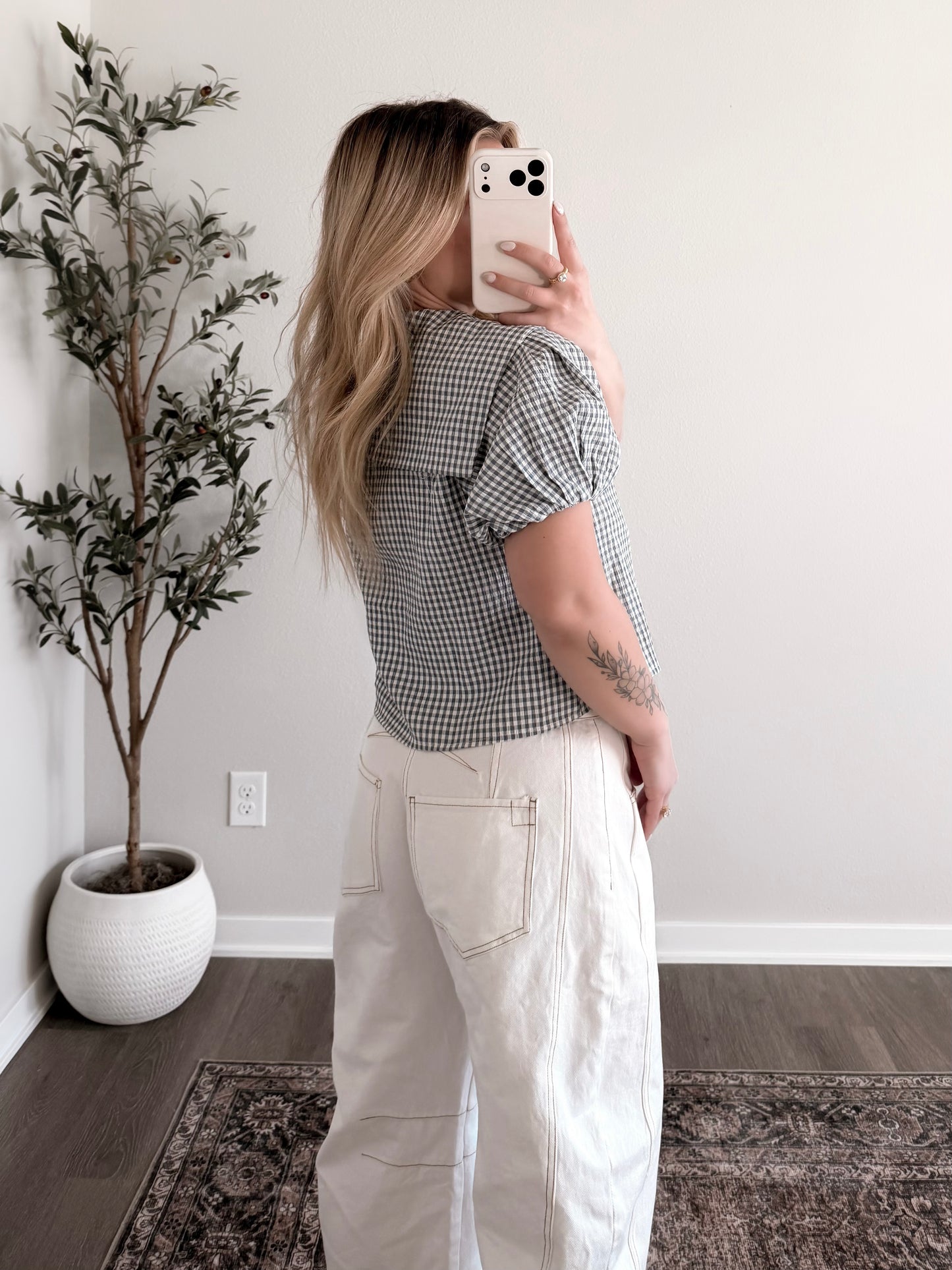 Daisy Gingham Tie Front Top