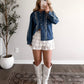 Saddle Line Stitch Denim Top