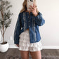 Saddle Line Stitch Denim Top