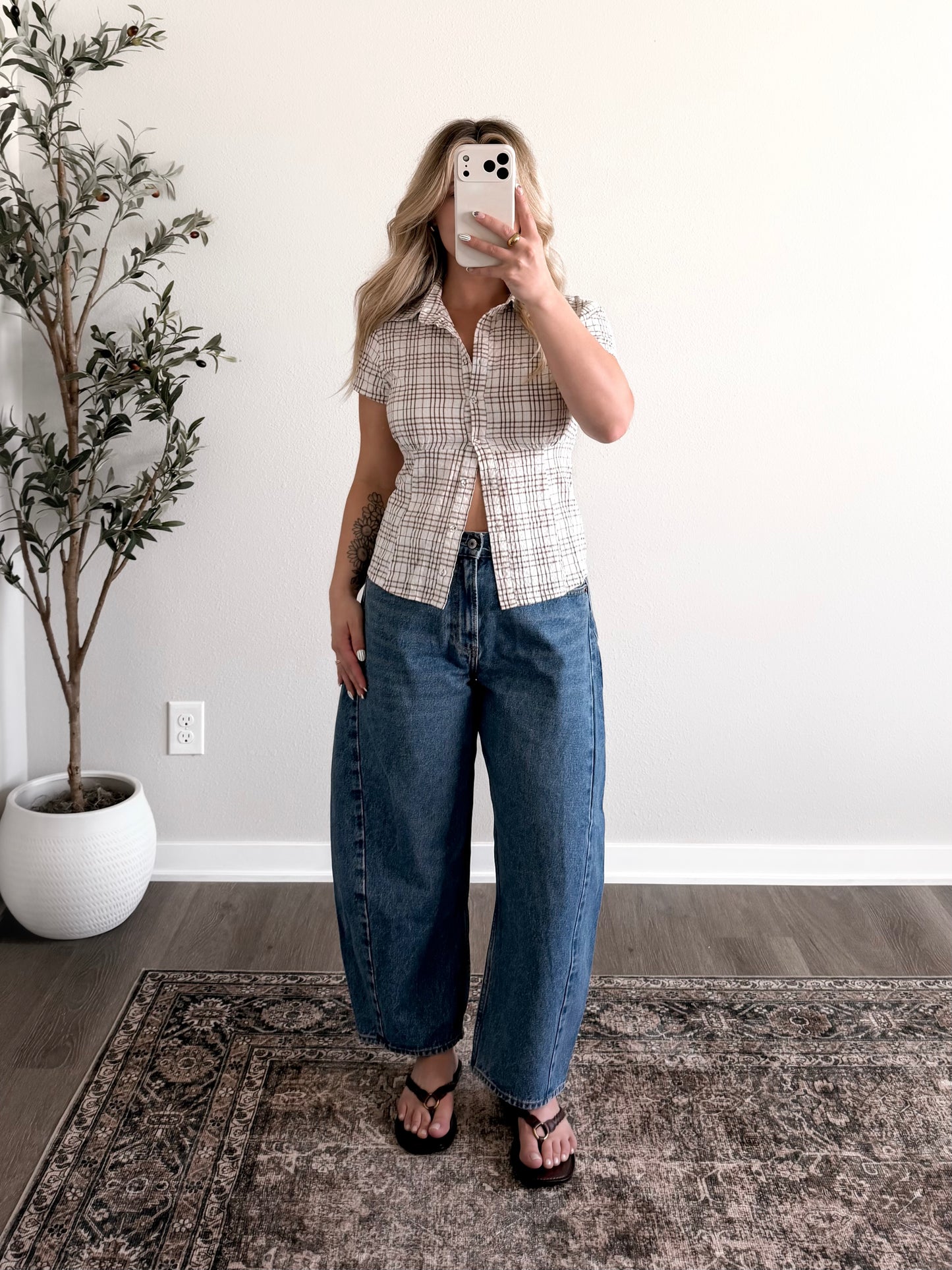 Texas Check Button Down Top