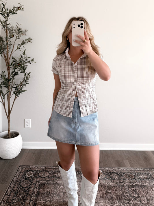 Texas Check Button Down Top