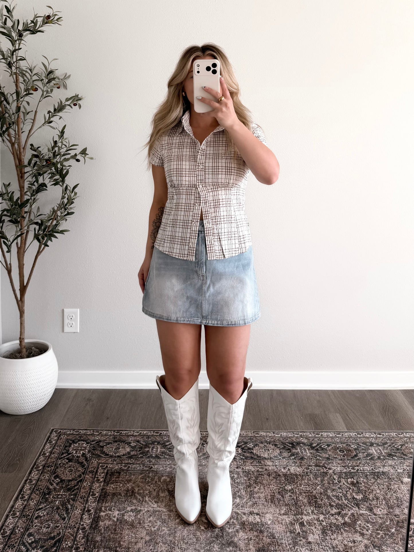 Texas Check Button Down Top