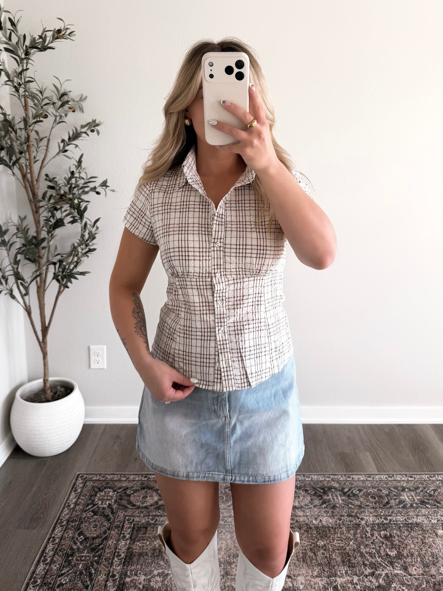Texas Check Button Down Top