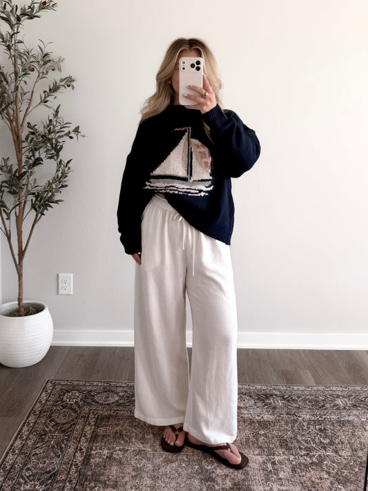 Sail Away Knit Sweater / Navy