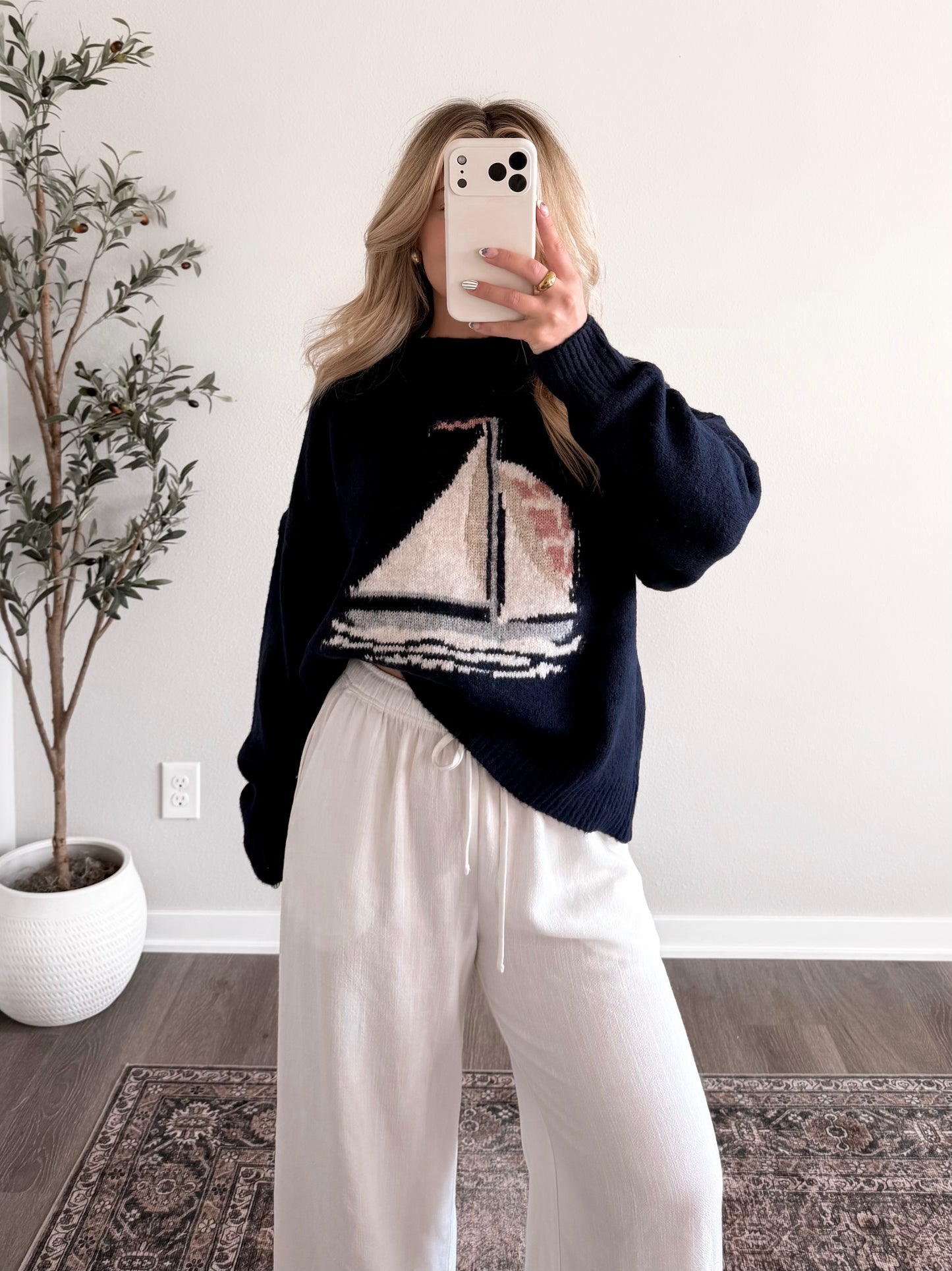 Sail Away Knit Sweater / Navy (Restocking Early August)