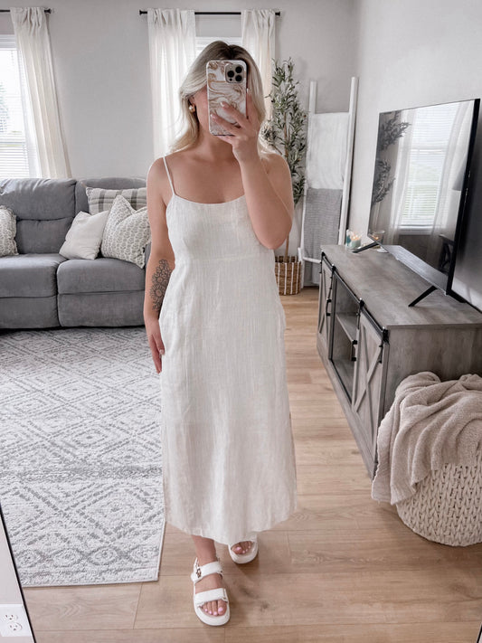 Linen Love Midi Dress - Oatmeal Final Sale