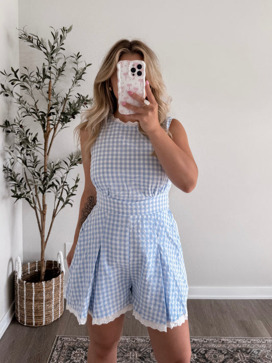 July Picnic Gingham Romper