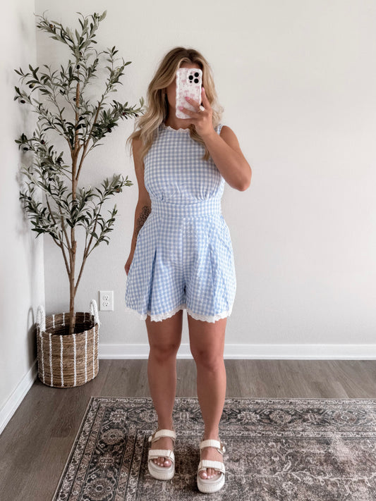 July Picnic Gingham Romper
