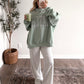 "Matcha" Gingham Oversized Mockneck